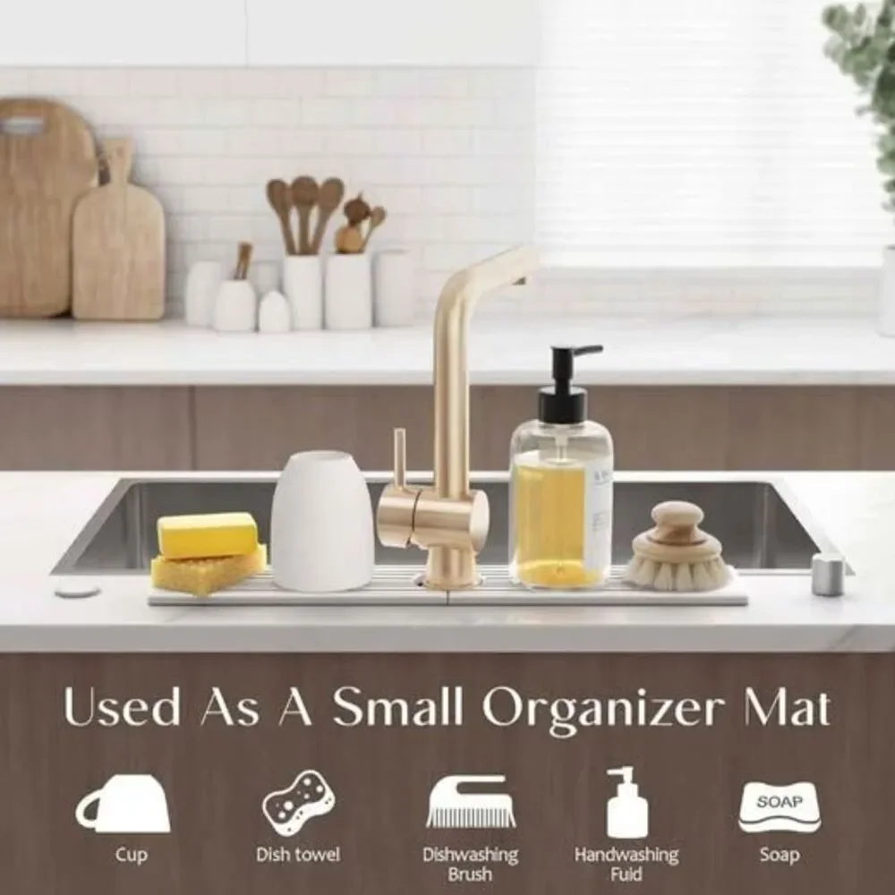 Diatomite Drying Stone Faucet Mat for Kitchen Sink. LIGHT GRAY 23.6